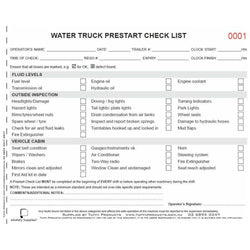 Water Truck Prestart Checklist Books
