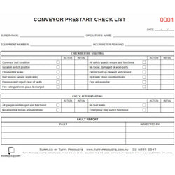 Conveyor Prestart Checklist Books