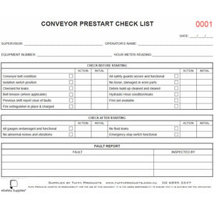 Conveyor Prestart Checklist Books - Prestart & Safety Logbooks