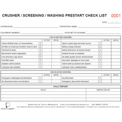 Crushing/Screening/Washing Prestart Checklist Books