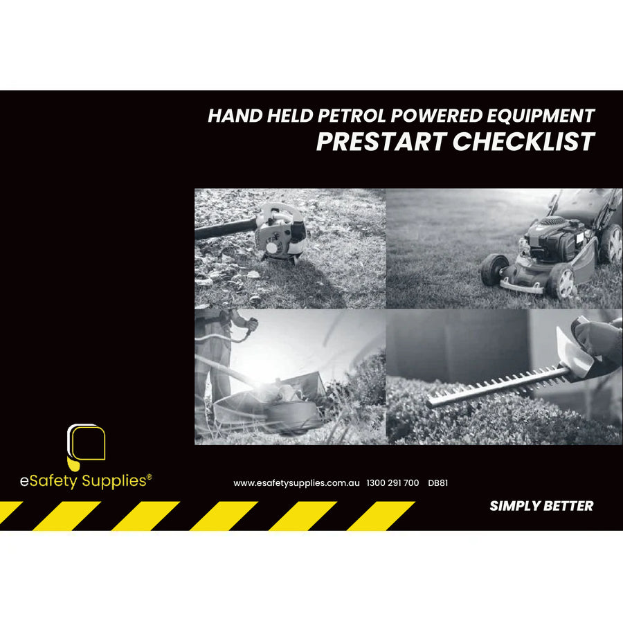 Hand Held Petrol Powered Equipment Prestart Checklist Books