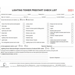 Lighting Tower Prestart Checklist Books