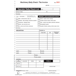 Machinery Daily Check / Tax Invoice Prestart Book