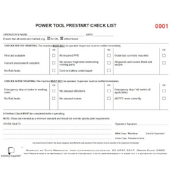Power Tool Prestart Checklist Books