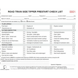 Road Train Tipper Prestart Checklist Books