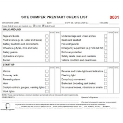 Site Dumper Prestart Checklist Books