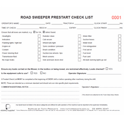 Street Sweeper Prestart Checklist Books