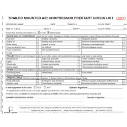 Trailer Mounted Air Compressor Prestart Books