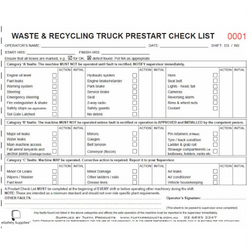 Waste & Recycling Truck Prestart Checklist Books