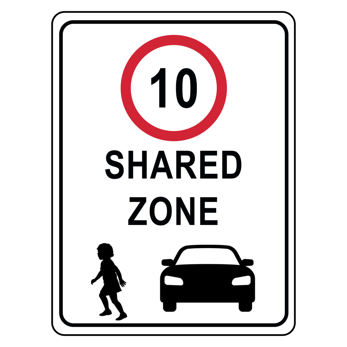 10km Shared Zone Sign - 450x750mm | R4-4
