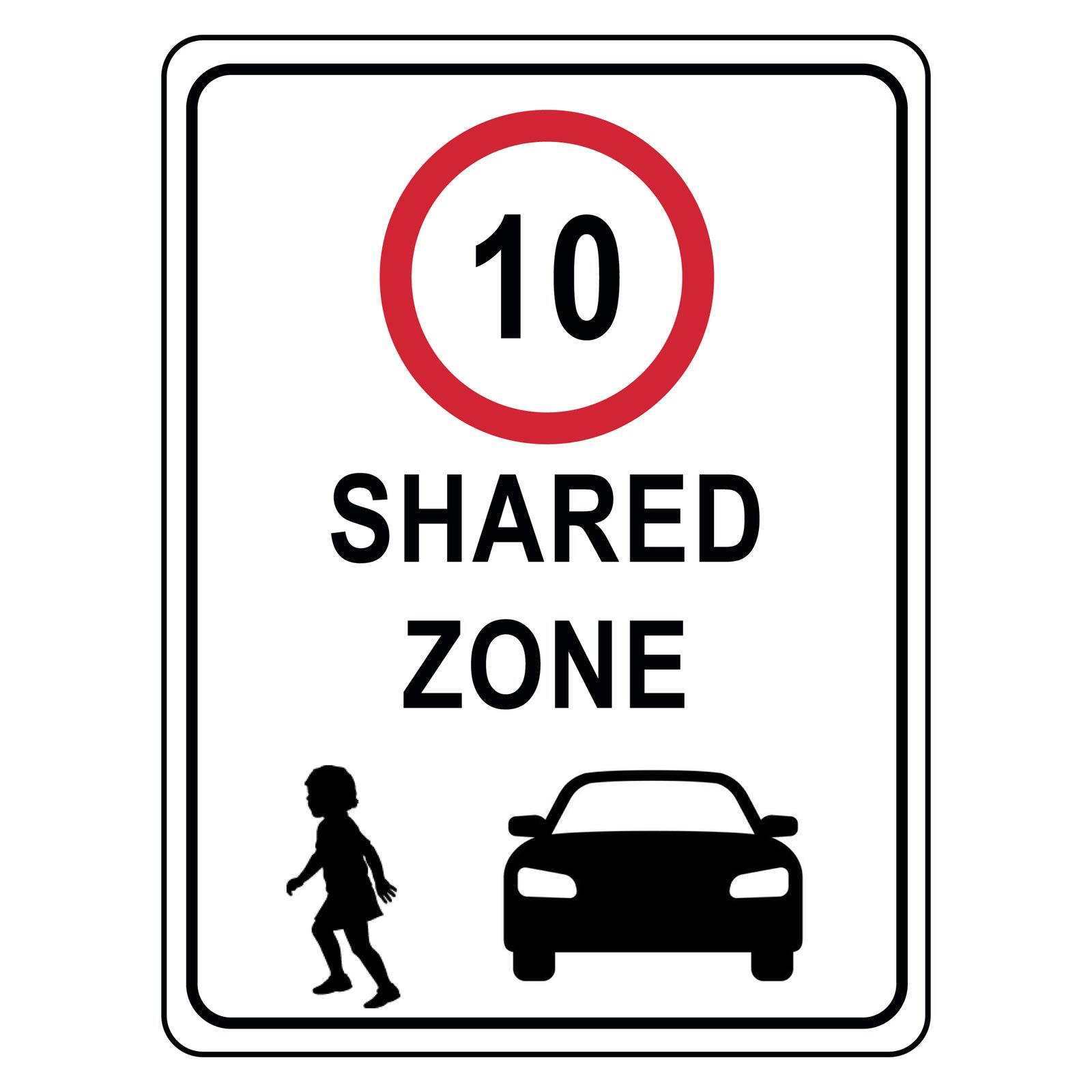 10km Shared Zone Sign - 450x750mm | R4-4