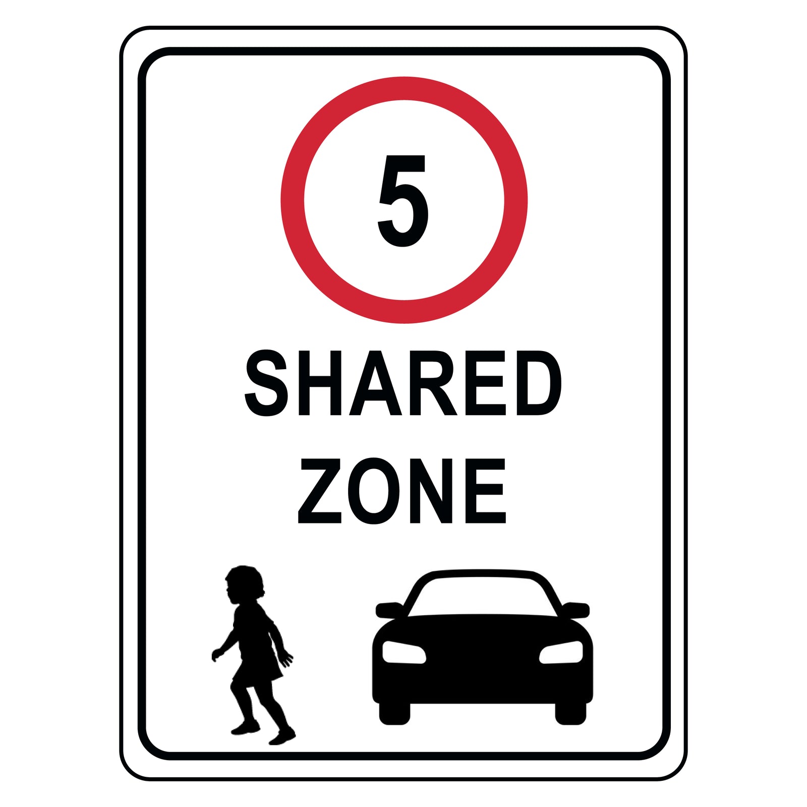 5km Shared Zone Sign - 450x750mm