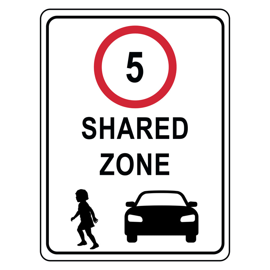 5km Shared Zone Sign - 450x750mm