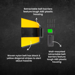 Retractable 10m Belt Barrier - Wall Mount - Pedestrian Crowd Control Barrier