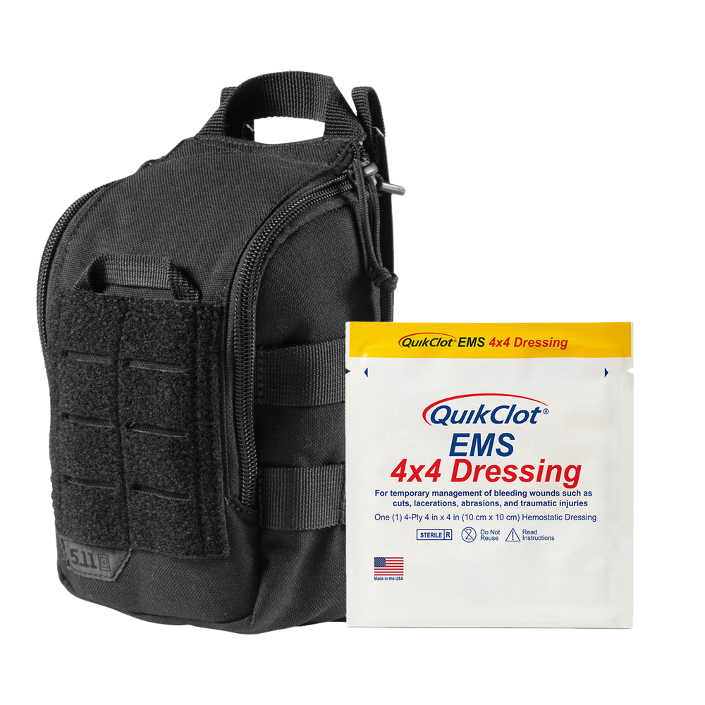 RAPIDSTOP Medium Bleed Control with QUIKCLOT EMS Dressing- Tactical 13 x 18 x 8cm