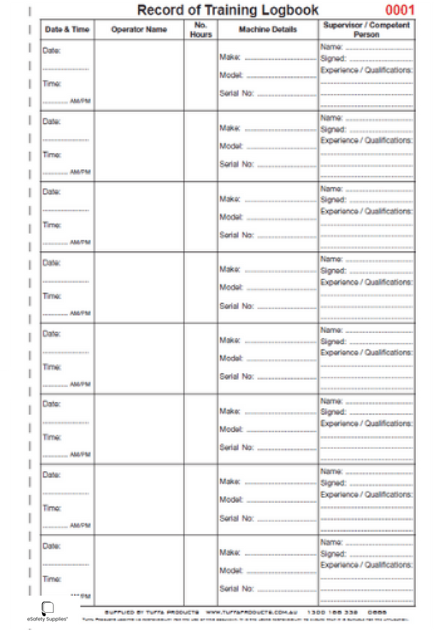 Record of Training Logbook