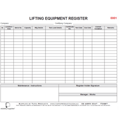 Lifting Equipment Register Logbook