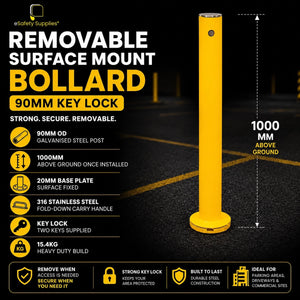 Removable Surface Mount Bollard - 90mm Key Lock