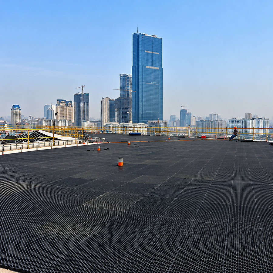 Interlocking 30mm Nero drainage cell showing the internal void structure engineered to protect waterproofing membranes and prevent waterlogging.