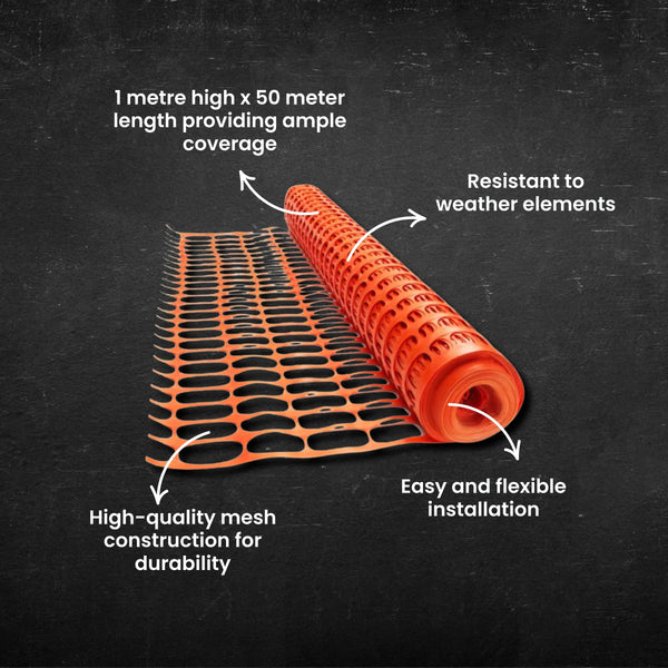 Premium Safety Barrier Mesh - 50m Roll