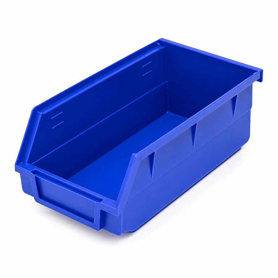 Plastic Parts Bins on Louvered Panel mounted to a warehouse wall, demonstrating high-density small parts organization.