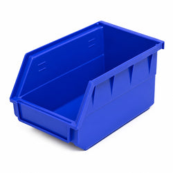 [Global Plastic Parts Bins with Labels], showing a durable industrial-grade small-parts storage bin with an integrated front labeling slot.