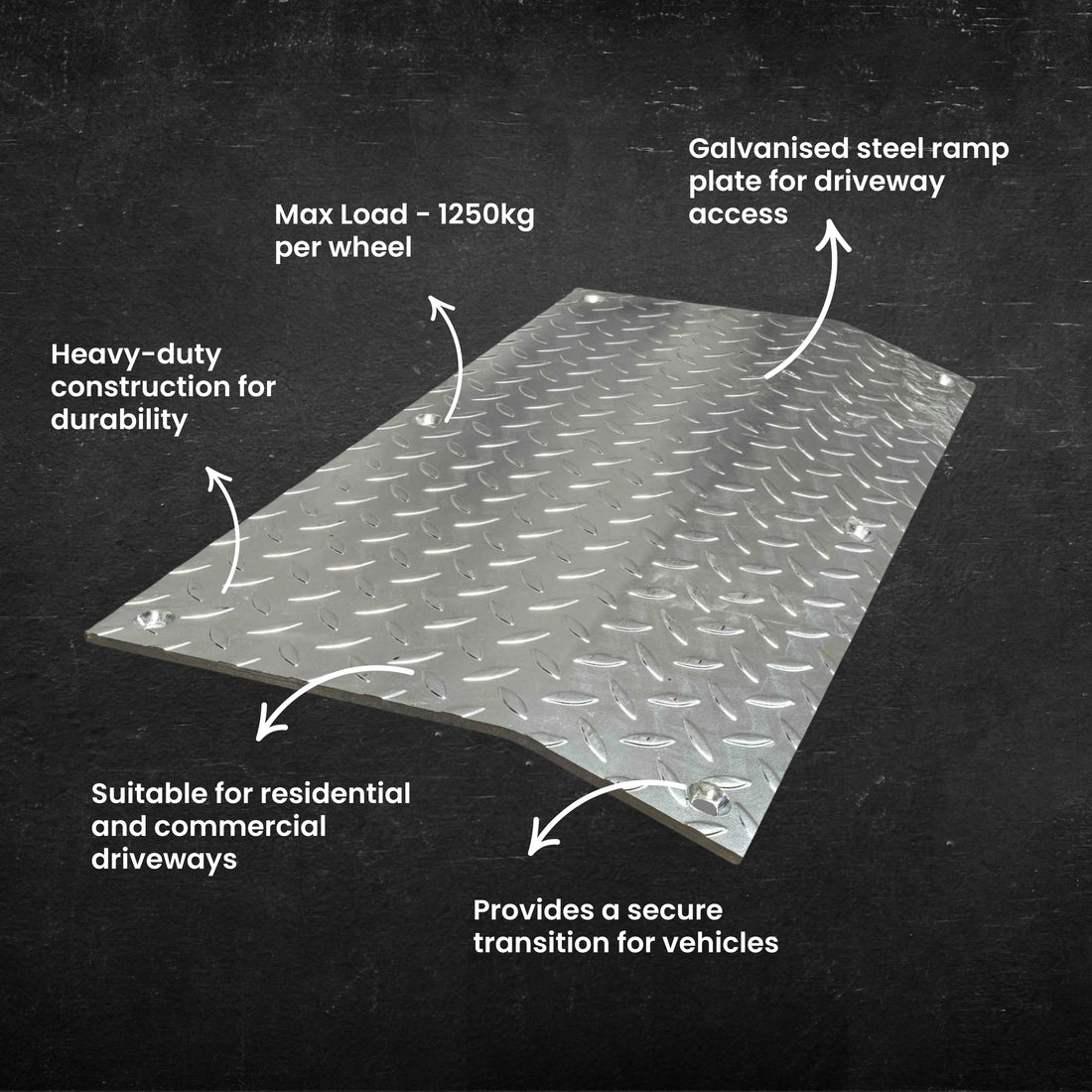 Steel Driveway Kerb Ramp Plate - 415mm x 800mm - Galvanised 52.5 kg
