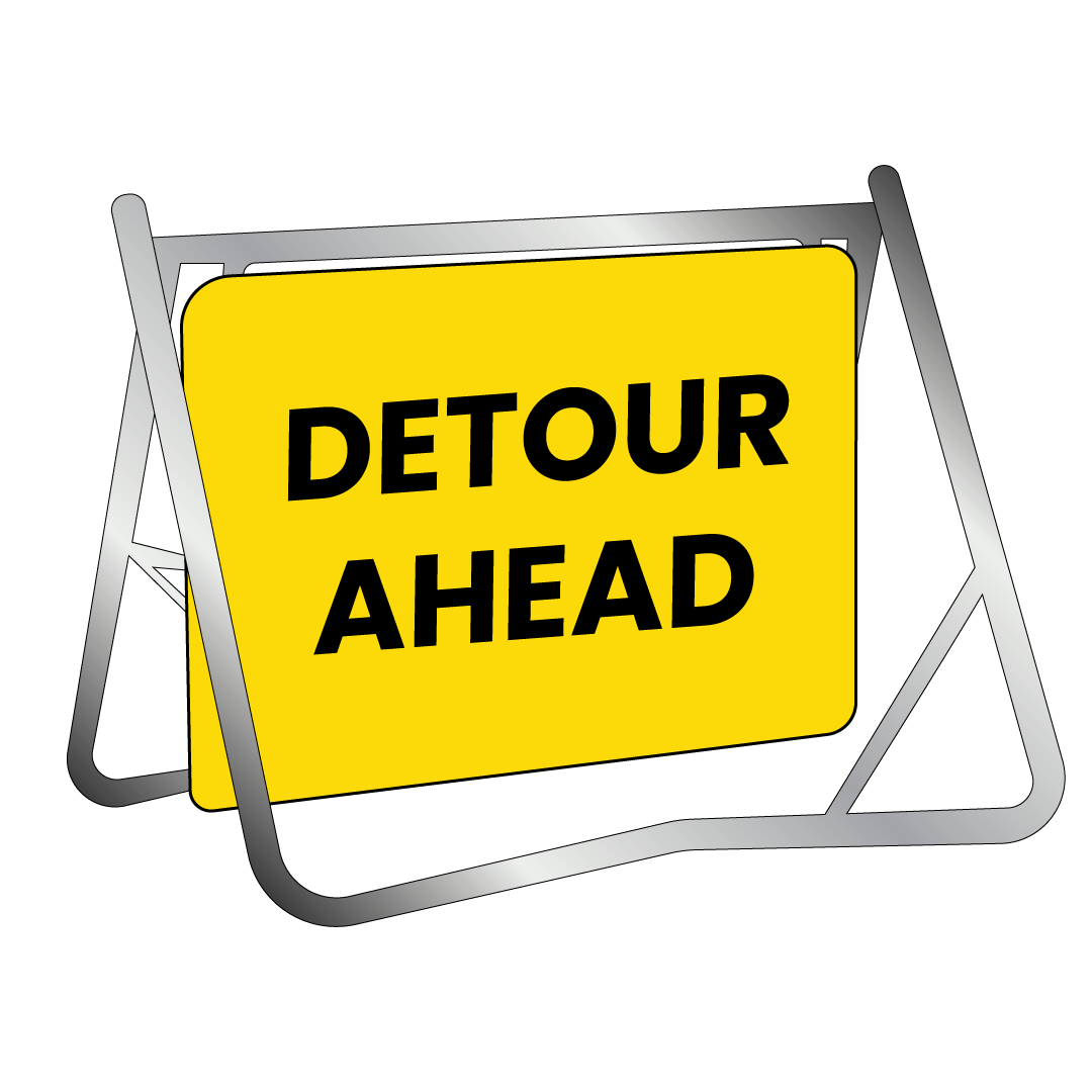 Swing Stand & Sign - Detour Ahead - 900x600mm