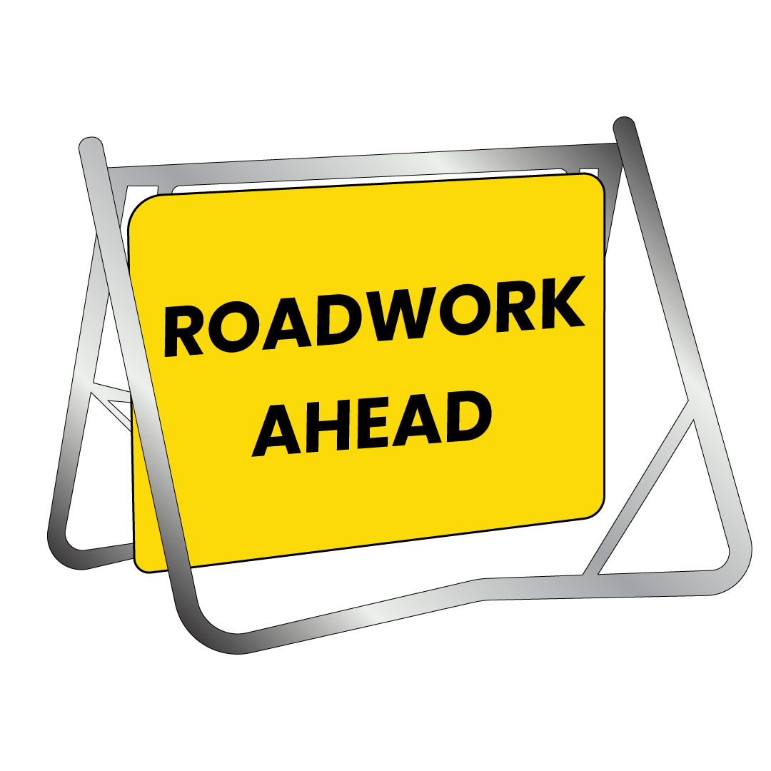 Swing Stand & Sign - Roadwork Ahead - 900x600mm