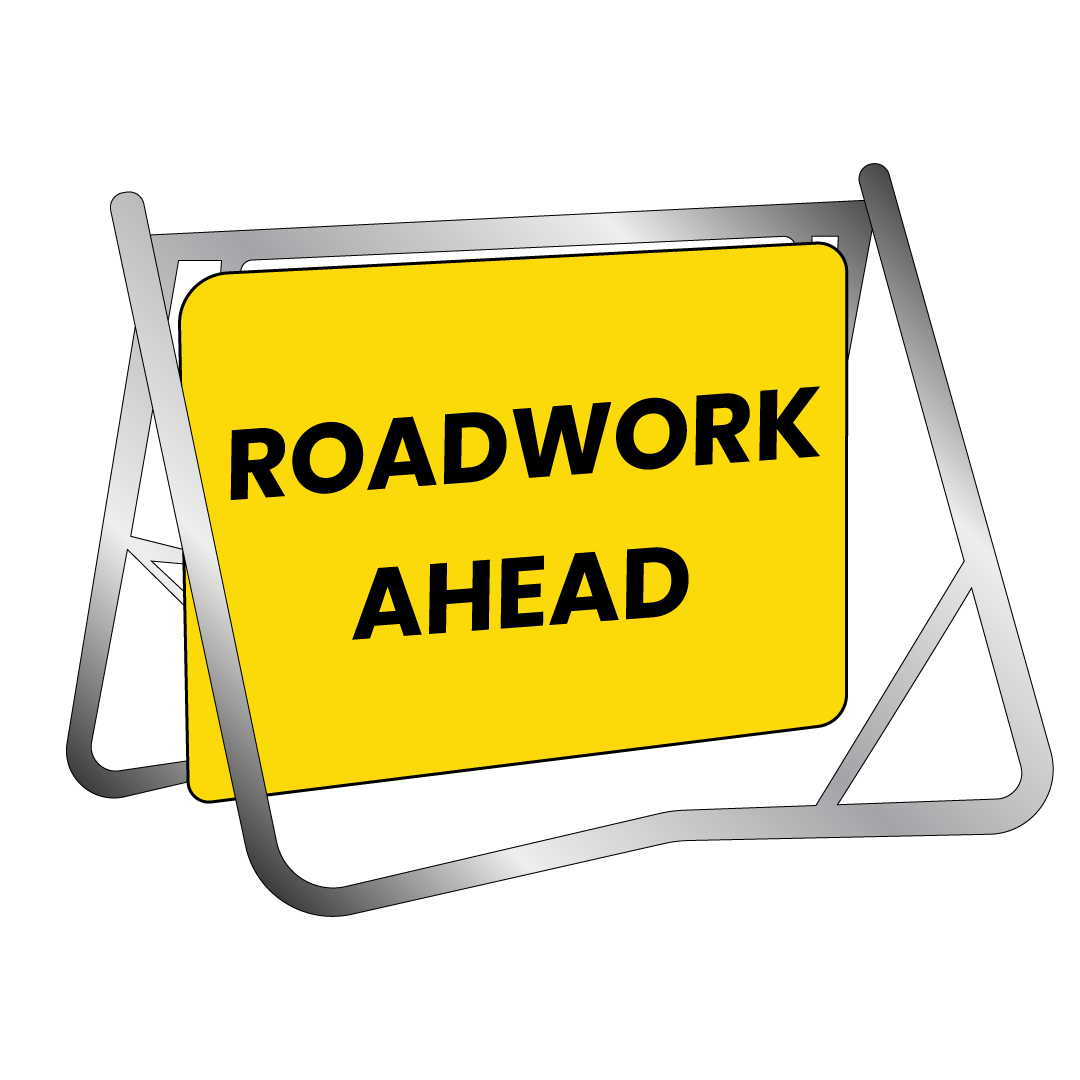 Swing Stand & Sign - Roadwork Ahead - 900x600mm