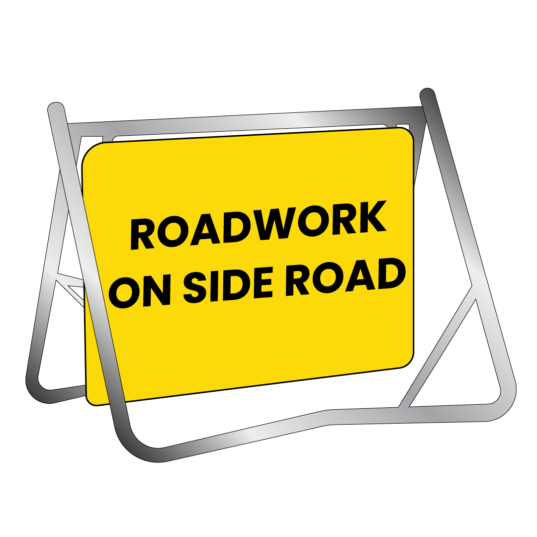 Swing Stand & Sign - Roadwork On Side Road - 900x600mm