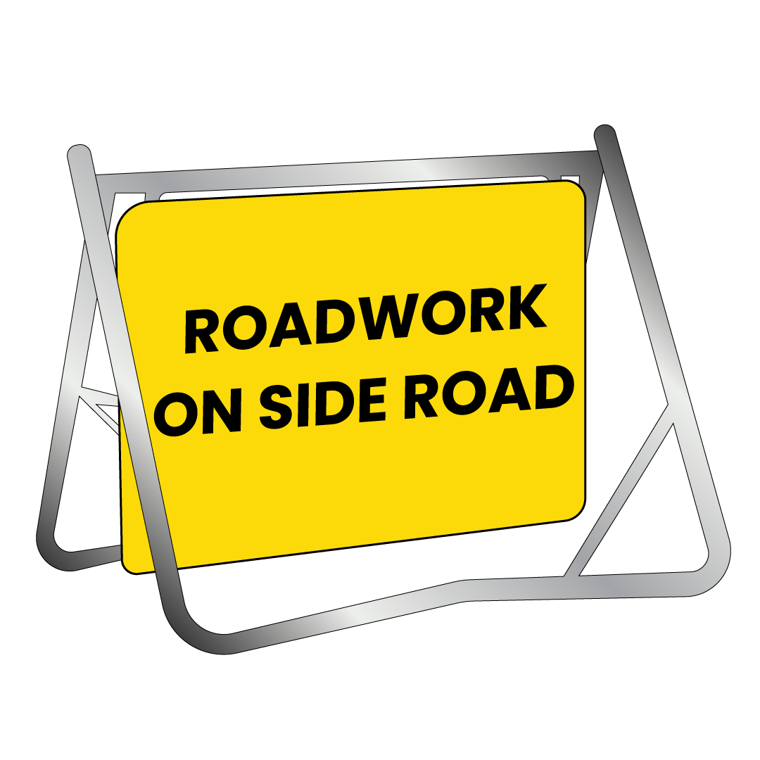 Swing Stand & Sign - Roadwork On Side Road - 900x600mm
