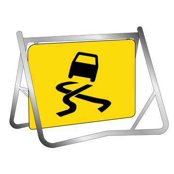 Swing Stand & Sign - Slippery Surface When Wet (Symbolic) - 900x600mm