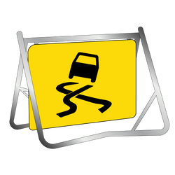 Swing Stand & Sign - Slippery Surface When Wet (Symbolic) - 900x600mm