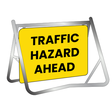 Swing Stand & Sign - Traffic Hazard Ahead - 900x600mm