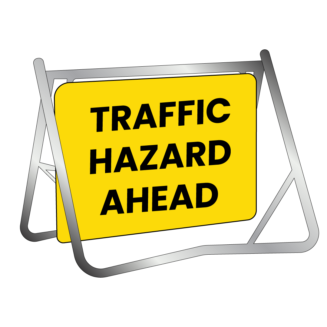Swing Stand & Sign - Traffic Hazard Ahead - 900x600mm
