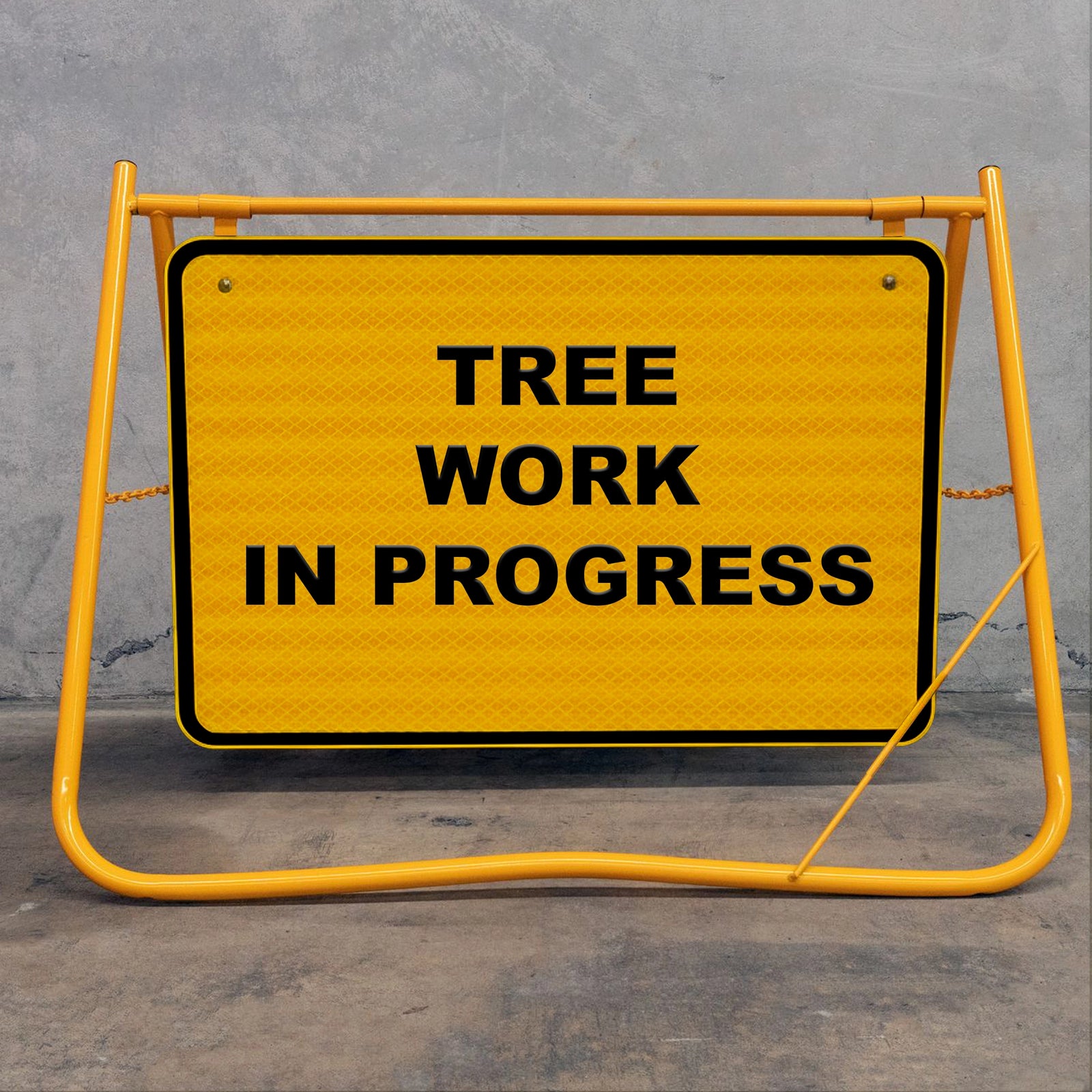 The yellow powder-coated frame and galvanised steel body are designed to resist rust and maintain their high-contrast appearance despite exposure to the elements.