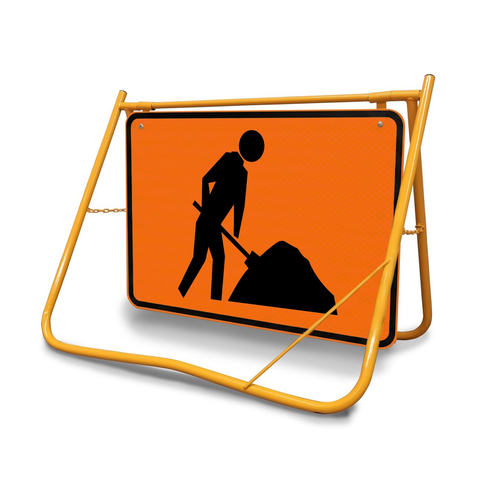 The Worker Symbol provides a clear, wordless alert that is instantly recognizable, effectively reducing the risk of accidents in active work zones.