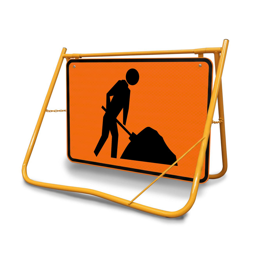 The Worker Symbol provides a clear, wordless alert that is instantly recognizable, effectively reducing the risk of accidents in active work zones.