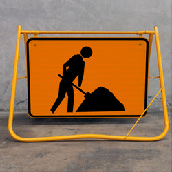 The large surface area ensures the warning is visible from a significant distance, providing drivers with the necessary reaction time as they approach the site.