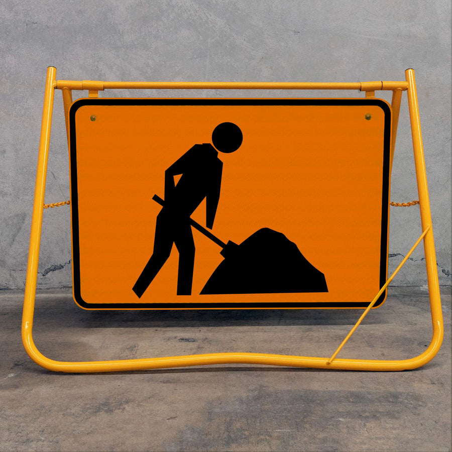 The large surface area ensures the warning is visible from a significant distance, providing drivers with the necessary reaction time as they approach the site.
