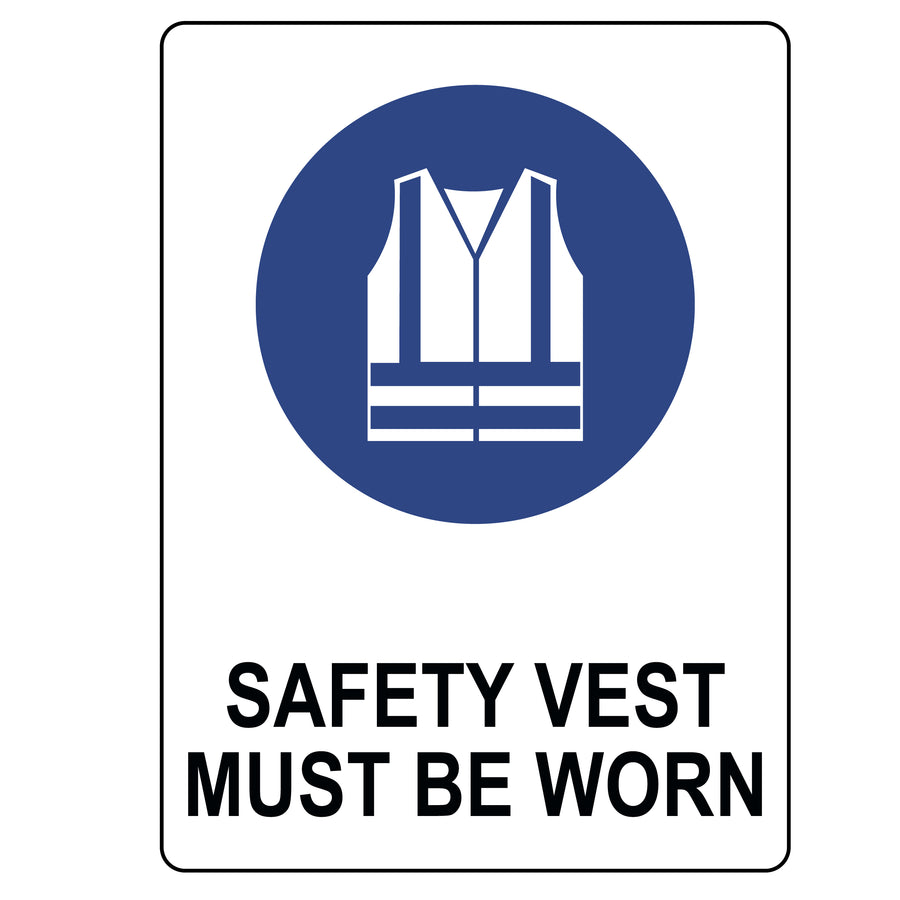 Mandatory Sign - Safety Vest Must Be Worn - 600 x 450mm
