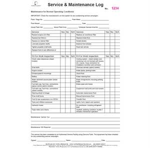 Service & Maintenance Logbook - Prestart & Safety Logbooks