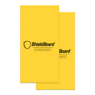 [Shield Board Temporary Surface Protection Sheet], 5mm thick high-visibility yellow polypropylene board for site floor protection.