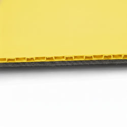 Close-up of the Shield Board Felt Backing, showing the heat-laminated underlay designed to protect polished timber and marble.