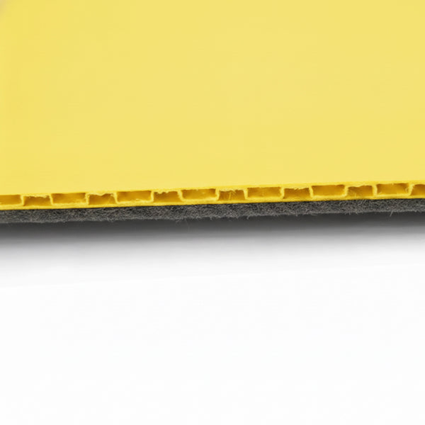 Close-up of the Shield Board Felt Backing, showing the heat-laminated underlay designed to protect polished timber and marble.