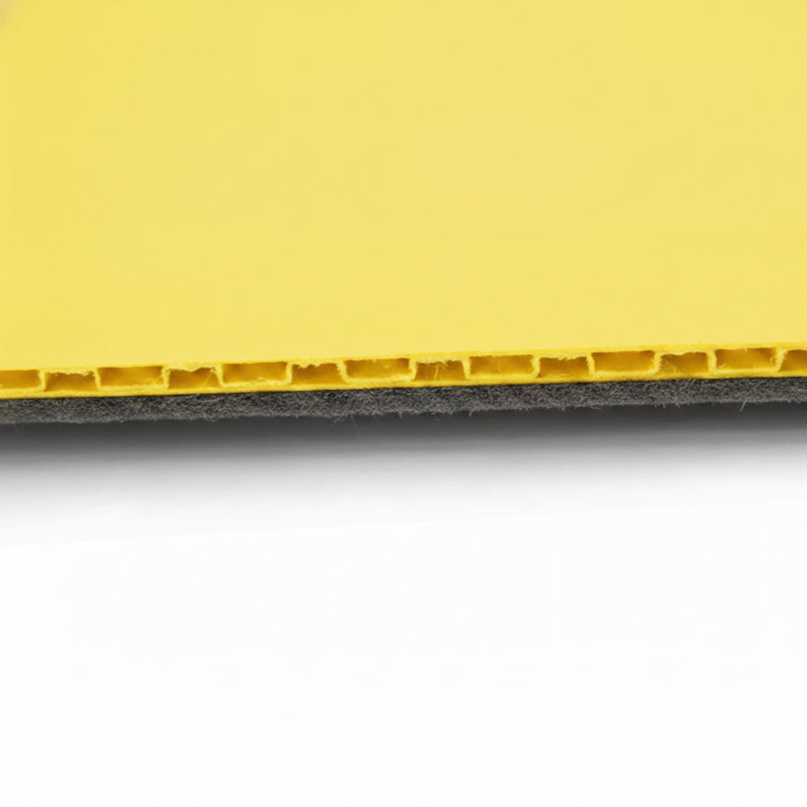 Close-up of the Shield Board Felt Backing, showing the heat-laminated underlay designed to protect polished timber and marble.