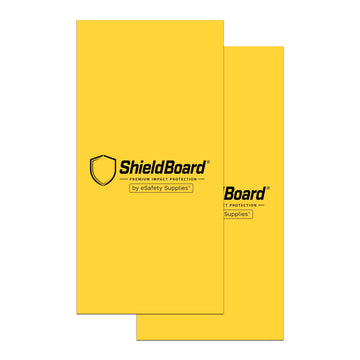 [Shield Board Temporary Surface Protection Sheet], 5mm thick high-visibility yellow polypropylene board for site floor protection.