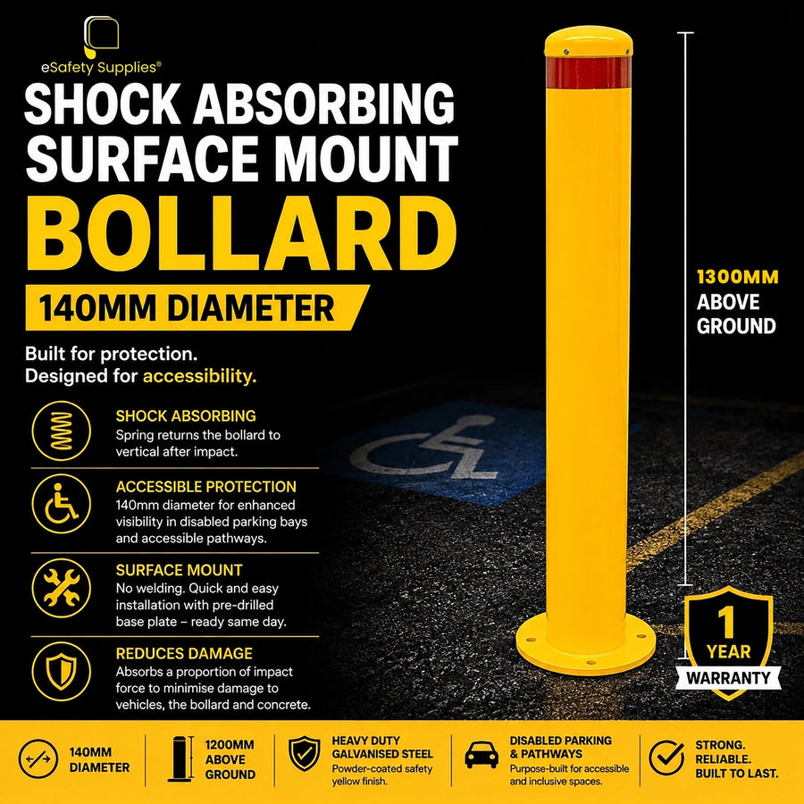 Shock Absorbing Surface Mount Bollard - 140mm (Disabled)