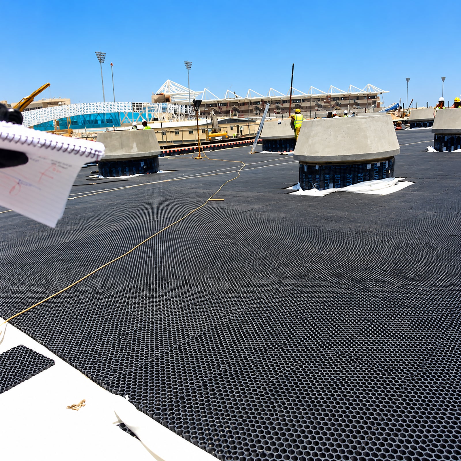 Nero 500mm x 600mm x 30mm sub-soil drainage cell panel.